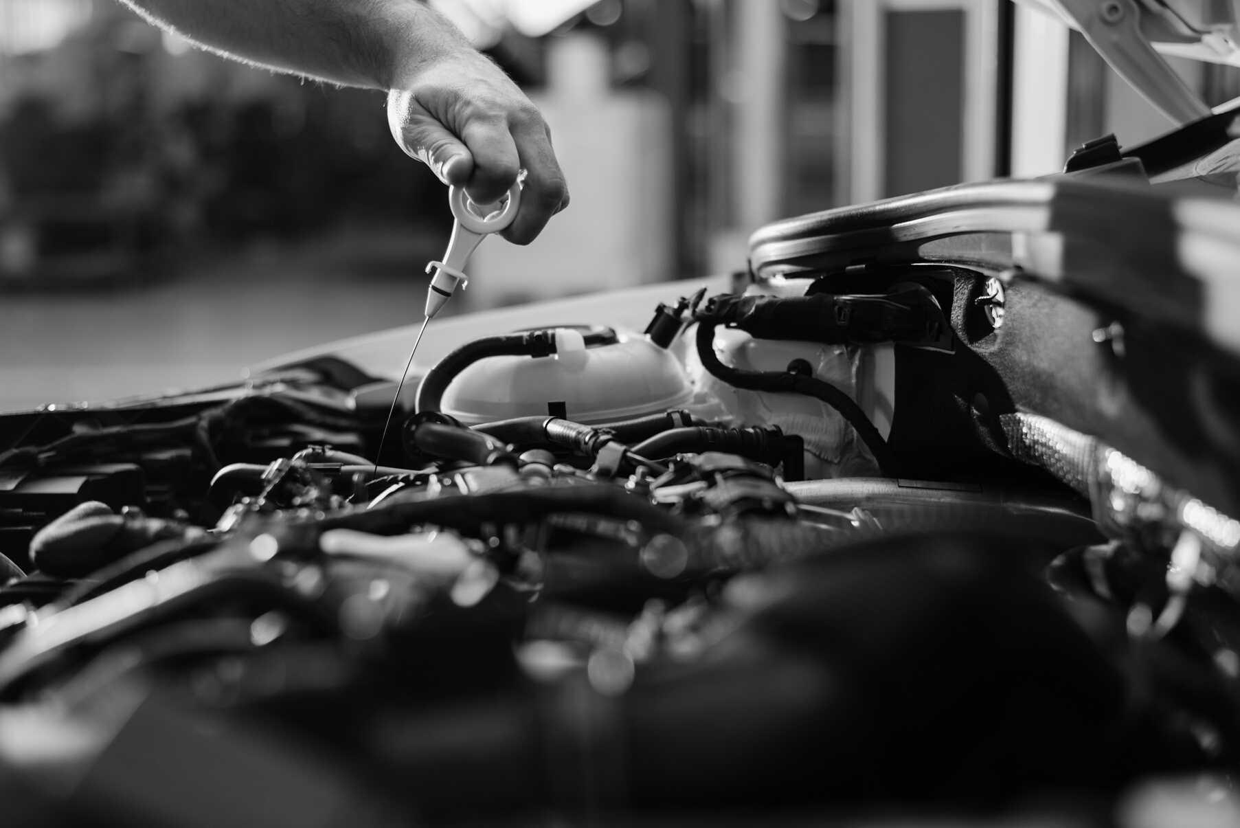 Close up of car oil change